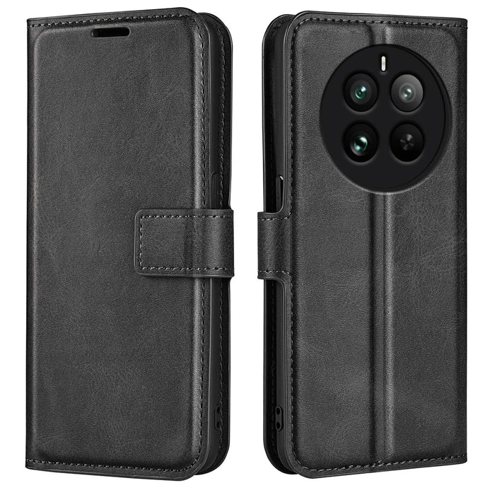 For Realme 12 Pro 5G / 12 Pro+ 5G Wallet Case Magnetic Closure PU Leather Phone Cover - Black - 1