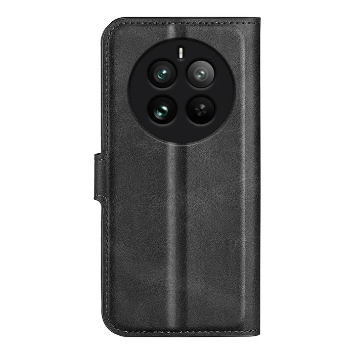 For Realme 12 Pro 5G / 12 Pro+ 5G Wallet Case Magnetic Closure PU Leather Phone Cover - Black - 6