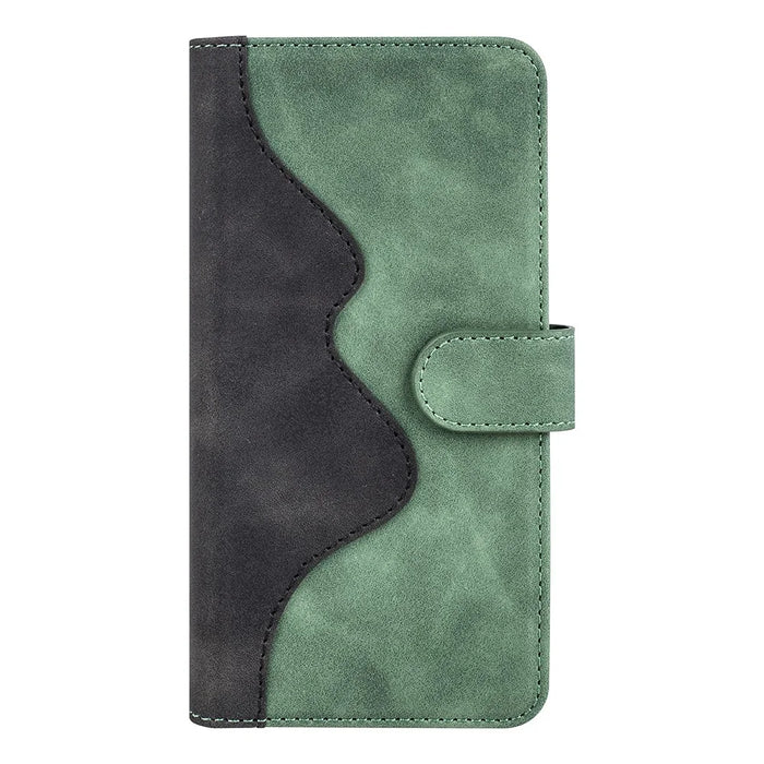 For Realme 12 Pro 5G / 12 Pro+ 5G Wallet Phone Case PU Leather Color Splicing Shockproof Cover - Green - 7