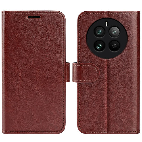 For Realme 12 Pro 5G / 12 Pro+ 5G Wallet Phone Case Crazy Horse Texture PU Leather Flip Cover - Brown - 1