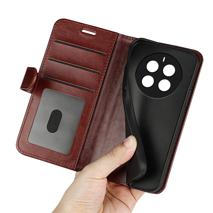For Realme 12 Pro 5G / 12 Pro+ 5G Wallet Phone Case Crazy Horse Texture PU Leather Flip Cover - Brown - 2