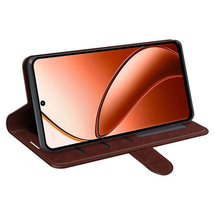 For Realme 12 Pro 5G / 12 Pro+ 5G Wallet Phone Case Crazy Horse Texture PU Leather Flip Cover - Brown - 4