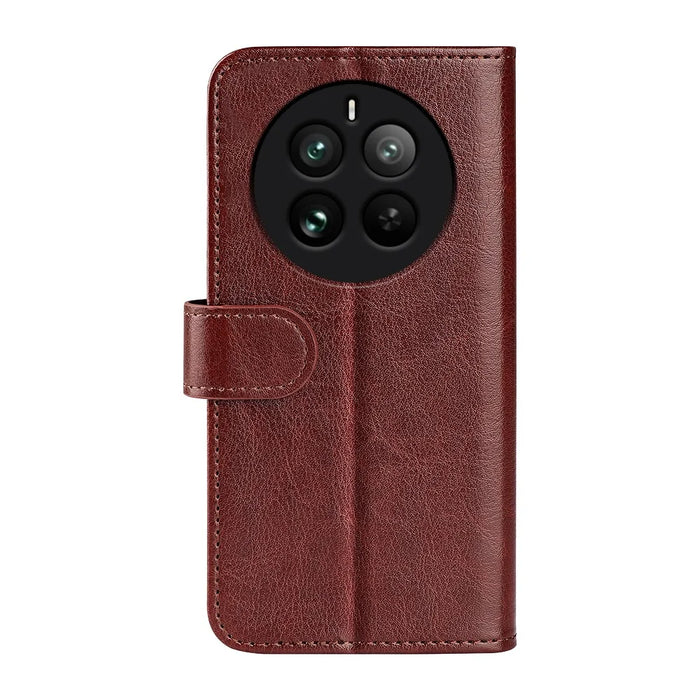 For Realme 12 Pro 5G / 12 Pro+ 5G Wallet Phone Case Crazy Horse Texture PU Leather Flip Cover - Brown - 6