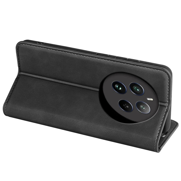 For Realme 12 4G / 12+ 5G Case Wallet PU Leather Stand Phone Cover Magnetic Auto Closing - Black - 4