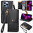 For iPhone 13 Pro Case RFID Blocking Zipper Leather Phone Cover with Wallet Card Slots - Black - 1