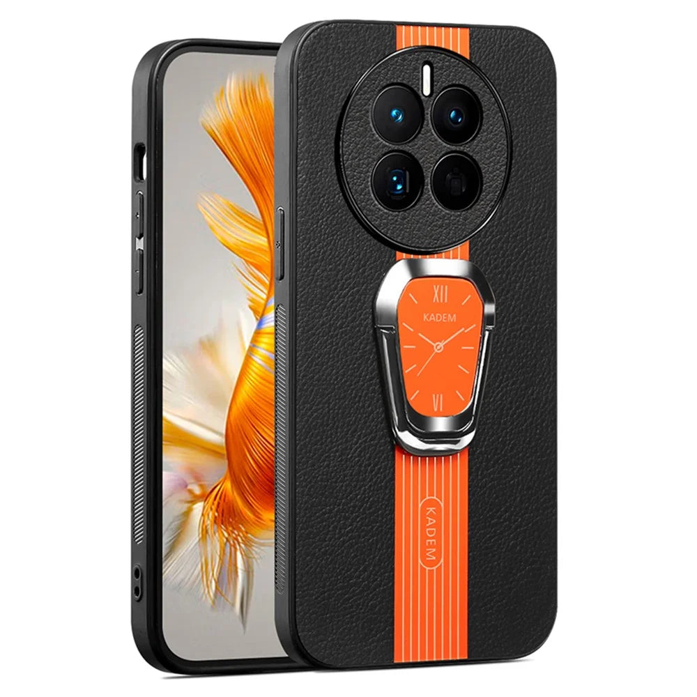 KADEM For Realme 12 Pro 5G / 12 Pro+ 5G Case Leather Coating Armor Phone Back Cover - Orange - 1