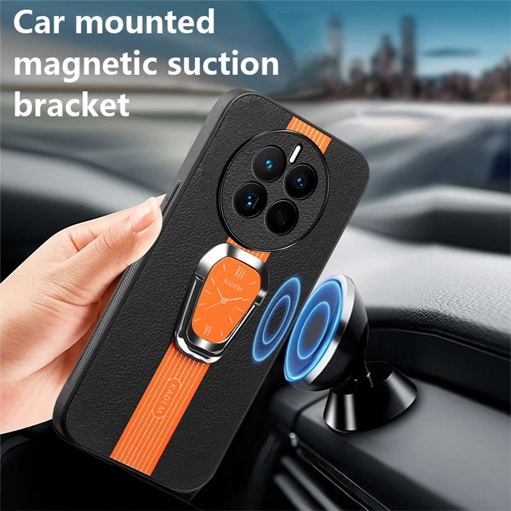 KADEM For Realme 12 Pro 5G / 12 Pro+ 5G Case Leather Coating Armor Phone Back Cover - Orange - 3