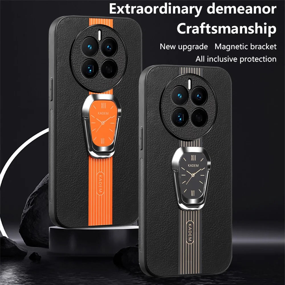 KADEM For Realme 12 Pro 5G / 12 Pro+ 5G Case Leather Coating Armor Phone Back Cover - Orange - 4