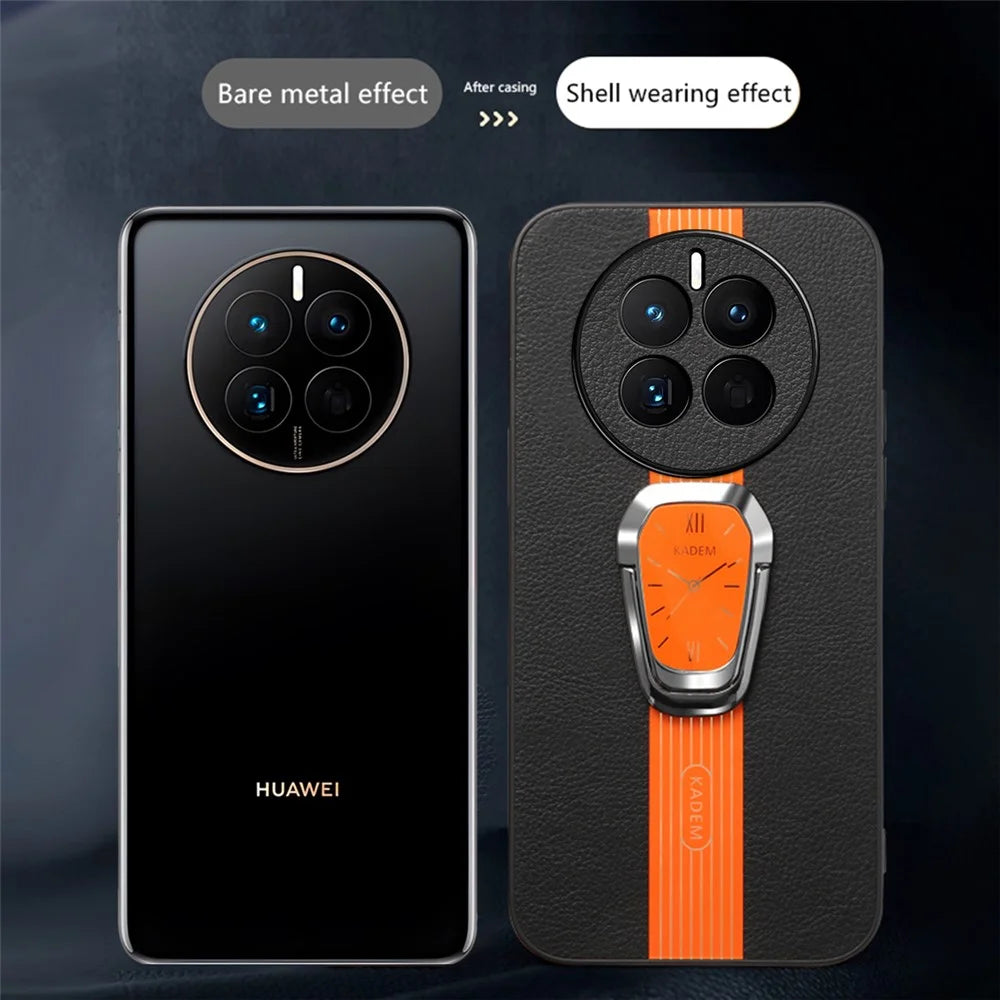 KADEM For Realme 12 Pro 5G / 12 Pro+ 5G Case Leather Coating Armor Phone Back Cover - Orange - 7