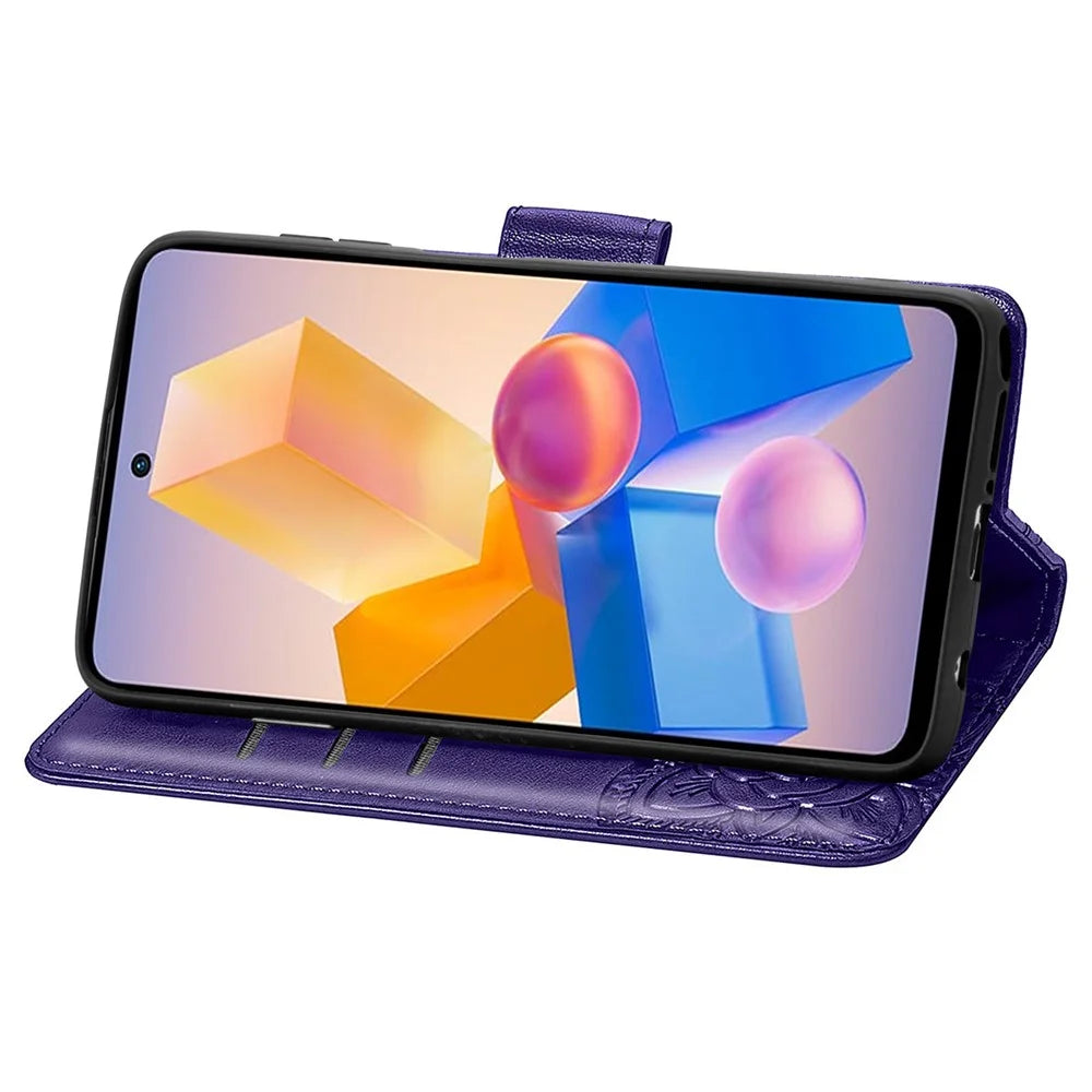 For Infinix Hot 40i Case Butterfly Imprinted Phone Cover with Hand Strap - Dark Purple - 3