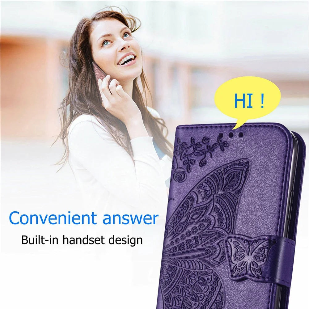 For Infinix Hot 40i Case Butterfly Imprinted Phone Cover with Hand Strap - Dark Purple - 6