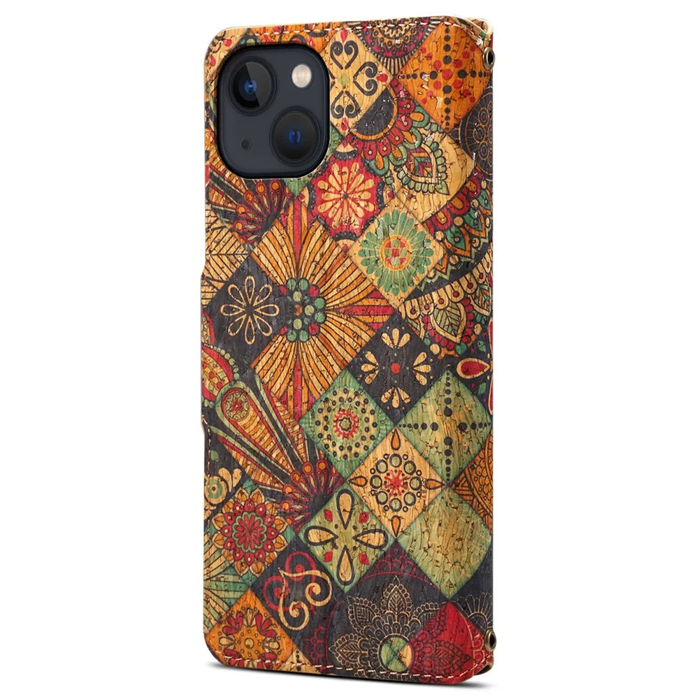 For iPhone 15 Plus Case Flower Printing PU Leather Wallet Card Slots Phone Cover - Autumn / Yellow - 6