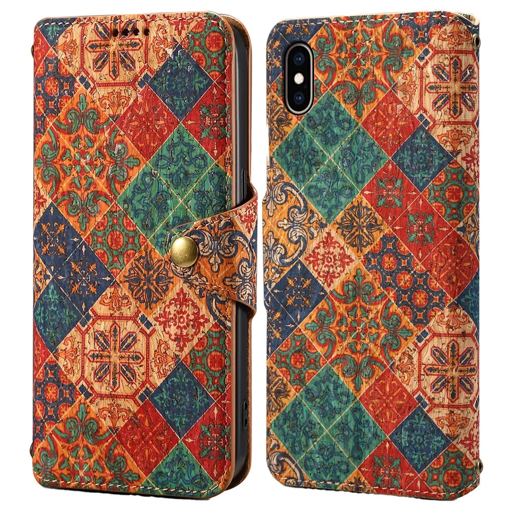 For iPhone XS Max Case Flower Printing Wallet Protective Phone Leather Cover - Winter / Blue - 1