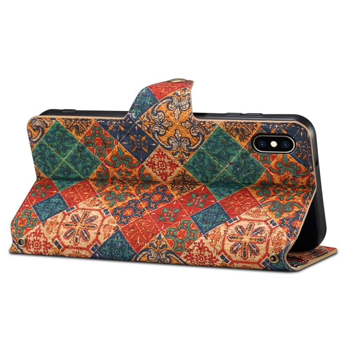 For iPhone XS Max Case Flower Printing Wallet Protective Phone Leather Cover - Winter / Blue - 3