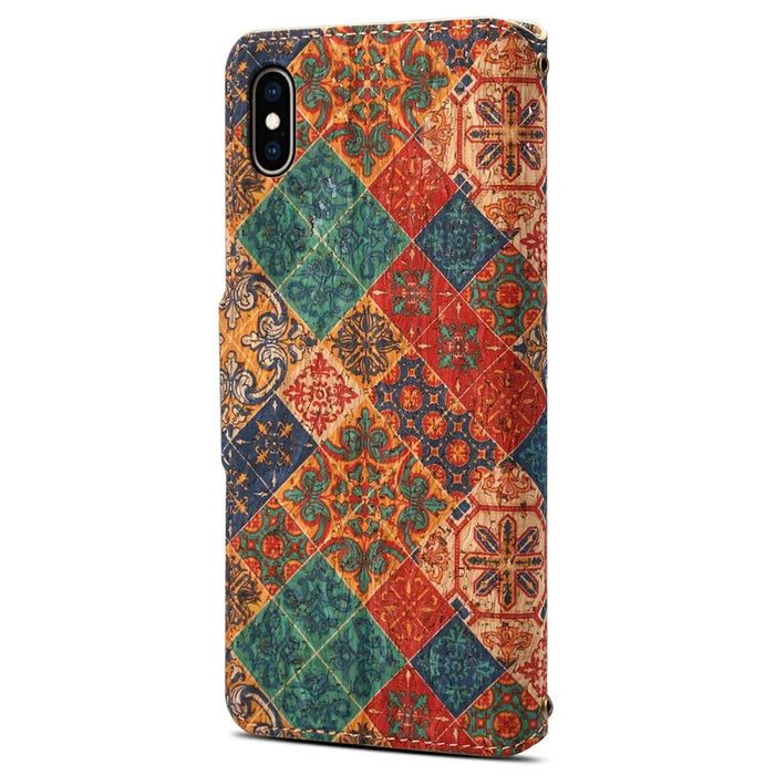 For iPhone XS Max Case Flower Printing Wallet Protective Phone Leather Cover - Winter / Blue - 6