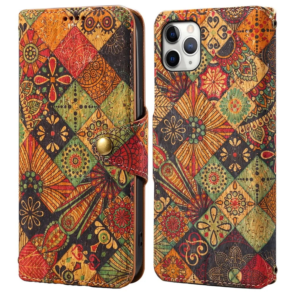 For iPhone 11 Pro Max Floral Phone Case PU Leather Wallet Full Protection Cover - Autumn / Yellow - 1