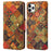 For iPhone 11 Pro Max Floral Phone Case PU Leather Wallet Full Protection Cover - Autumn / Yellow - 1