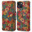 For iPhone 14 Phone Case Wallet Stand Four Season Flower Flip Leather Cover - Spring / Green - 1