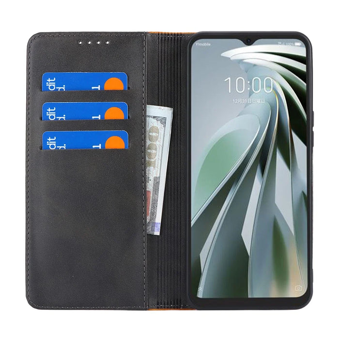 For ZTE Libero 5G IV Case PU Leather Color Splicing Wallet Phone Cover - Black+Yellow - 2