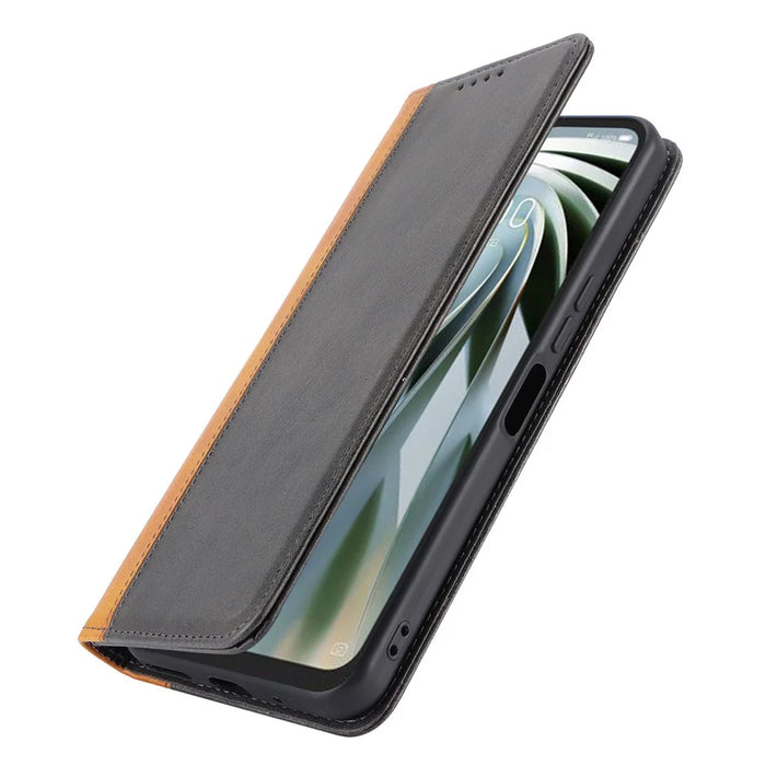 For ZTE Libero 5G IV Case PU Leather Color Splicing Wallet Phone Cover - Black+Yellow - 6