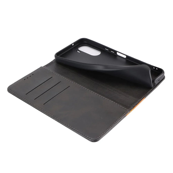 For ZTE Libero 5G IV Case PU Leather Color Splicing Wallet Phone Cover - Black+Yellow - 7