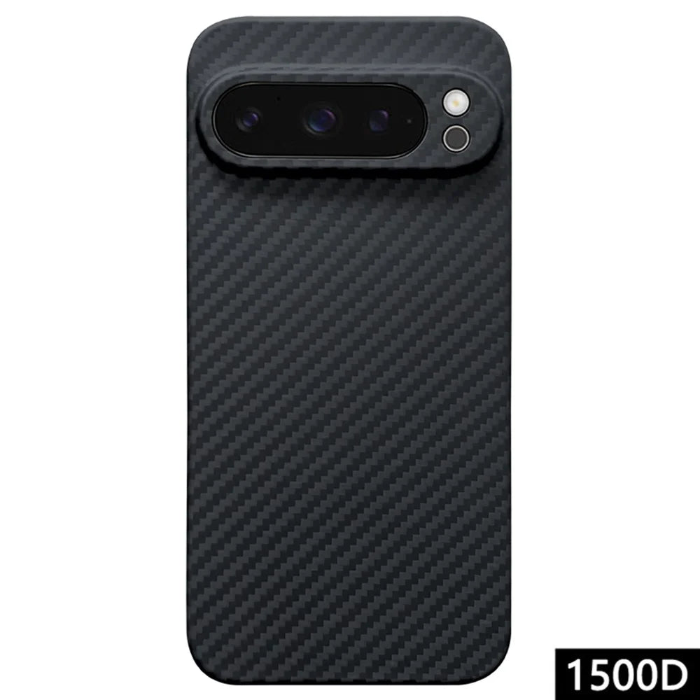 For Google Pixel 9 Pro Case Anti-Scratch Aramid Fiber Cell Phone Cover (Precise Lens Cutout) - Black - 1