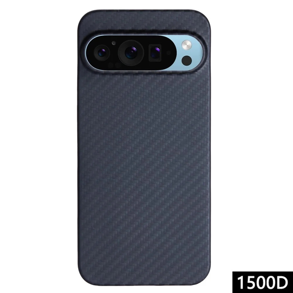 For Google Pixel 9 Pro Cases 1500D Coarse Texture Aramid Fiber Black Phone Cover with Big Lens Cutout - 1