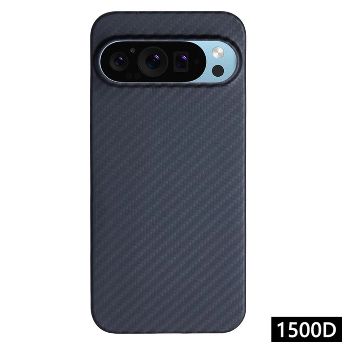 For Google Pixel 9 Pro Cases 1500D Coarse Texture Aramid Fiber Black Phone Cover with Big Lens Cutout - 1