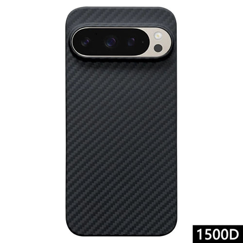 1500D Coarse Texture Shell for Google Pixel 9 Pro / 9 Case Aramid Fiber Back Cover with Big Lens Cutout - Black - 1