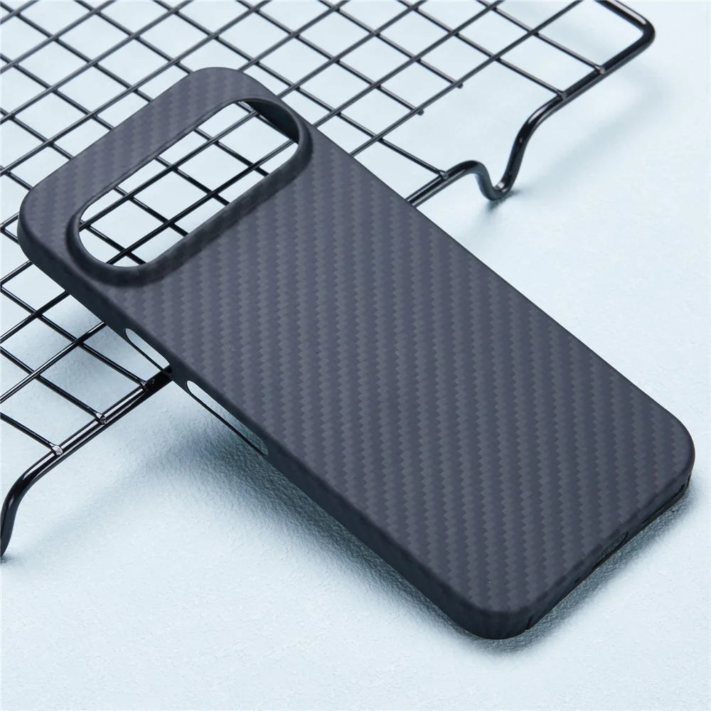 1500D Coarse Texture Shell for Google Pixel 9 Pro / 9 Case Aramid Fiber Back Cover with Big Lens Cutout - Black - 2