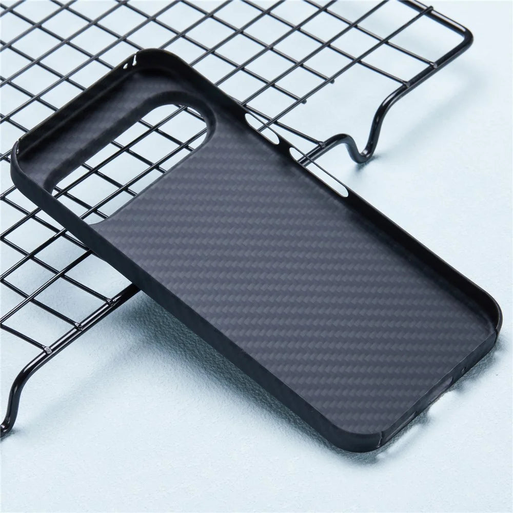 1500D Coarse Texture Shell for Google Pixel 9 Pro / 9 Case Aramid Fiber Back Cover with Big Lens Cutout - Black - 3