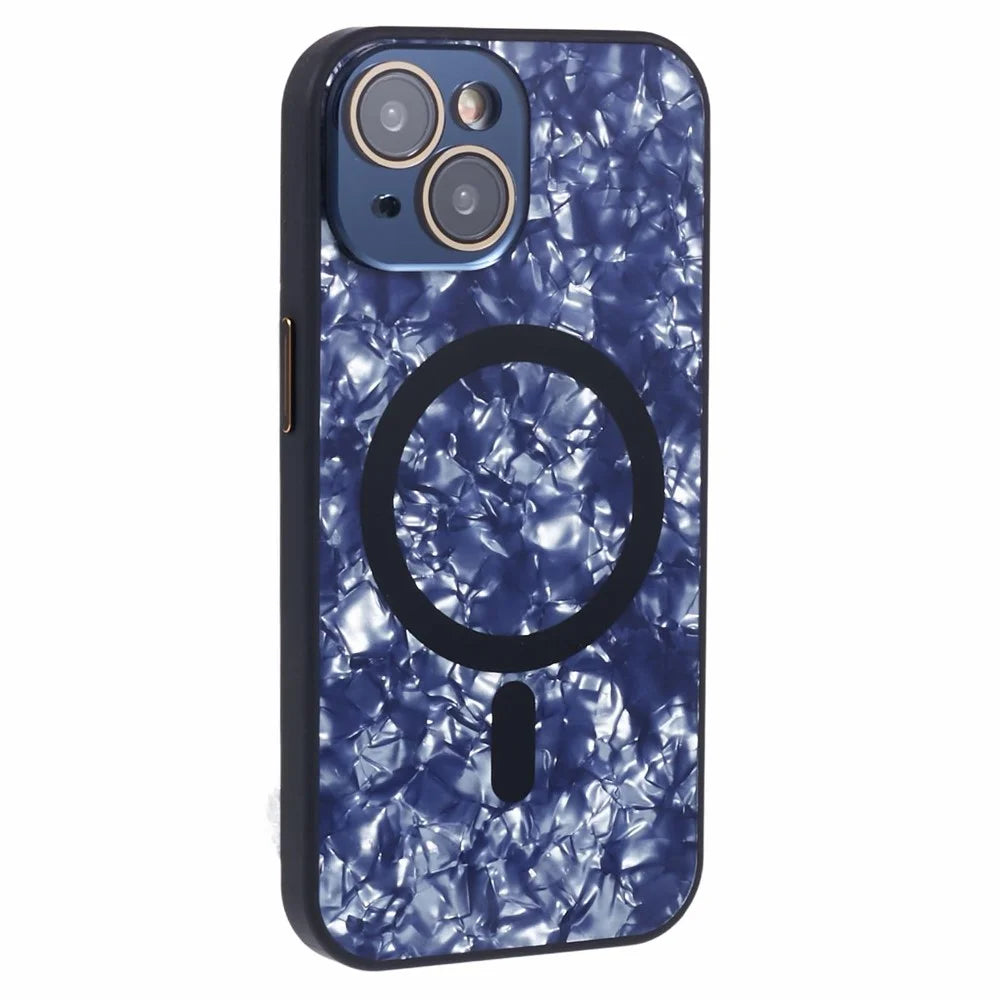 YUX Series For iPhone 15 Case Cracked Ice Pattern TPU+Acrylic Phone Cover Compatible with MagSafe (Precise Lens Cutout) - Black - 1