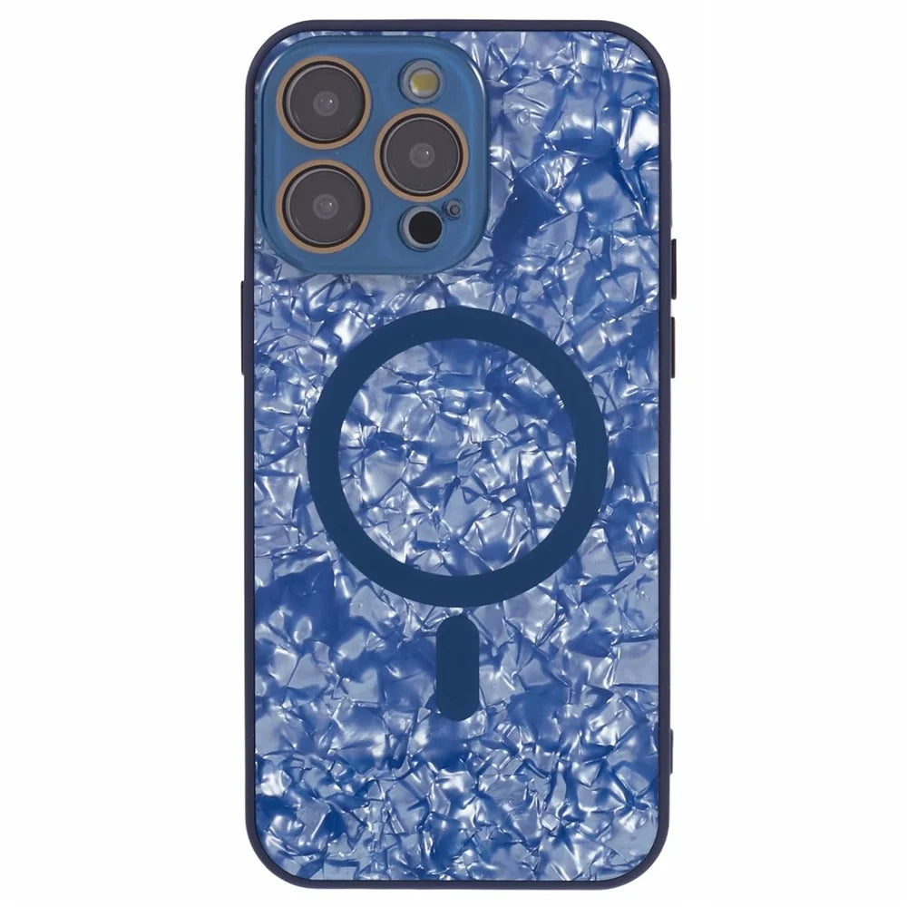 YUX Series For 	iPhone 12 Pro 6.1 inch Cell Phone Cases Cracked Ice Pattern Scratch-proof Shell Compatible with MagSafe - Blue - 1