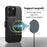 E1 For iPhone 15 Pro Max Case Leather Wallet Magnetic Smartphone Cover Compatible with MagSafe - Black - 6