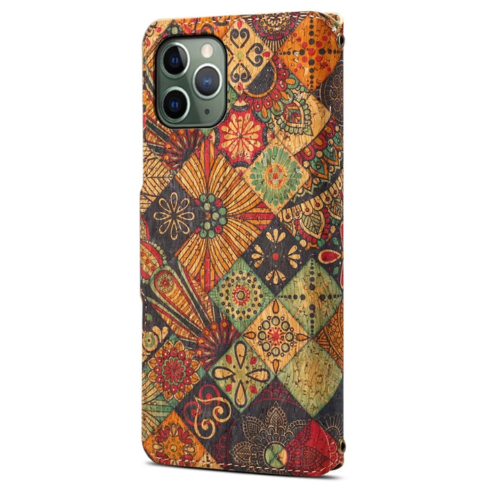 For iPhone 11 Pro Leather Case Floral Printing Stand Wallet Phone Cover - Autumn / Yellow - 6