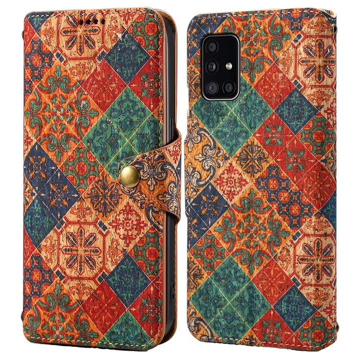 For Samsung Galaxy A51 4G SM-A515 Case Floral Pattern PU Leather Wallet Phone Cover - Winter / Blue - 1