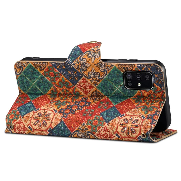 For Samsung Galaxy A51 4G SM-A515 Case Floral Pattern PU Leather Wallet Phone Cover - Winter / Blue - 3