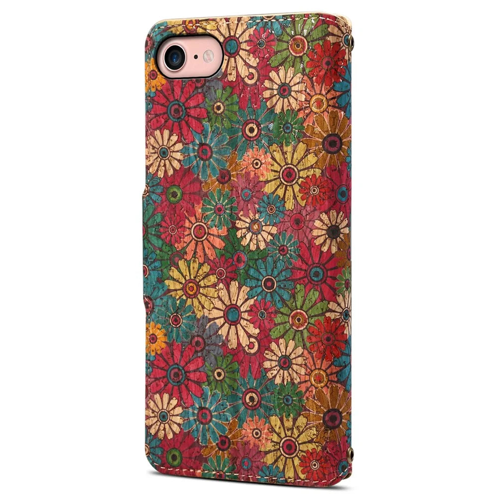 For iPhone 7 / 8 4.7 inch / SE (2020) / SE (2022) Leather Cover Floral Printing Shockproof Wallet Phone Case with Stand - Spring / Green - 6