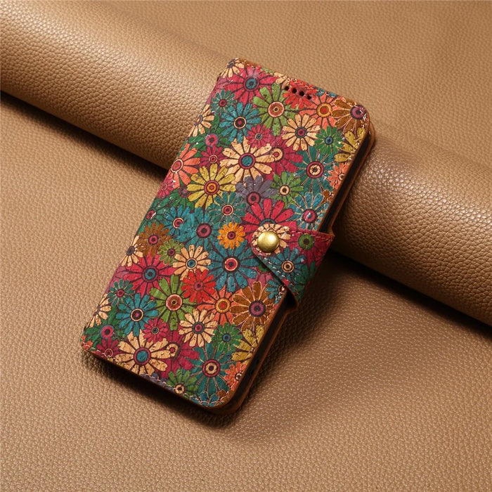 For Samsung Galaxy A05s 4G Case with Card Holder PU Leather Floral Protective Phone Cover - Spring / Green - 7