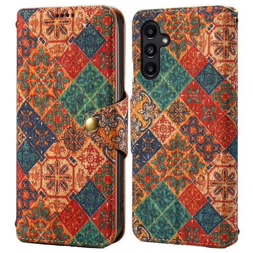For Samsung Galaxy A14 5G / 4G Case Floral Design Leather Wallet Phone Case with Stand - Winter / Blue - 1