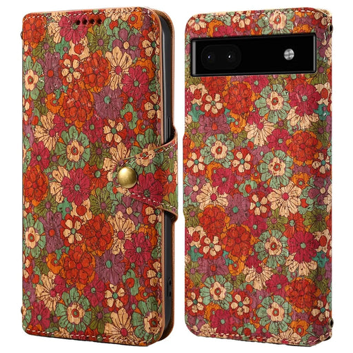 For Google Pixel 6a Wallet Case Pattern Printing Leather Phone Case with Stand - Summer / Red - 1