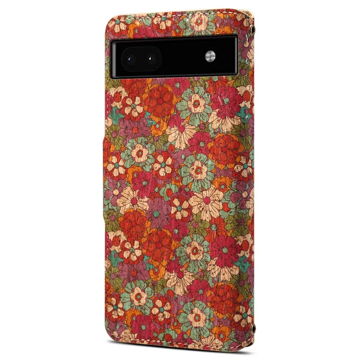 For Google Pixel 6a Wallet Case Pattern Printing Leather Phone Case with Stand - Summer / Red - 6