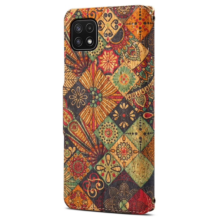 For Samsung Galaxy A22 5G (EU Version) Stand Case Flower Printing Leather Wallet Phone Cover - Autumn / Yellow - 6