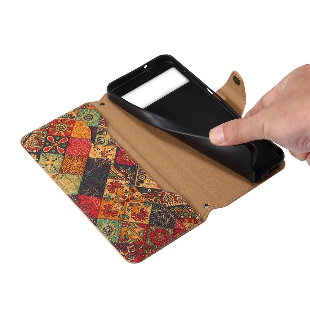 For Google Pixel 6 Leather Case Floral Printing Wallet Phone Cover with Stand - Autumn / Yellow - 4