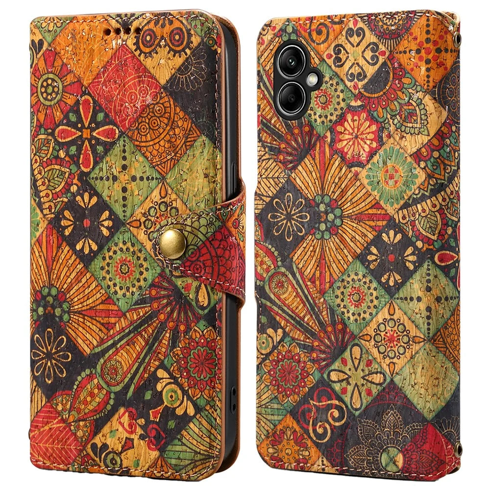 For Samsung Galaxy A05 4G Phone Case Floral Printing Wallet Leather Cover with Stand - Autumn / Yellow - 1