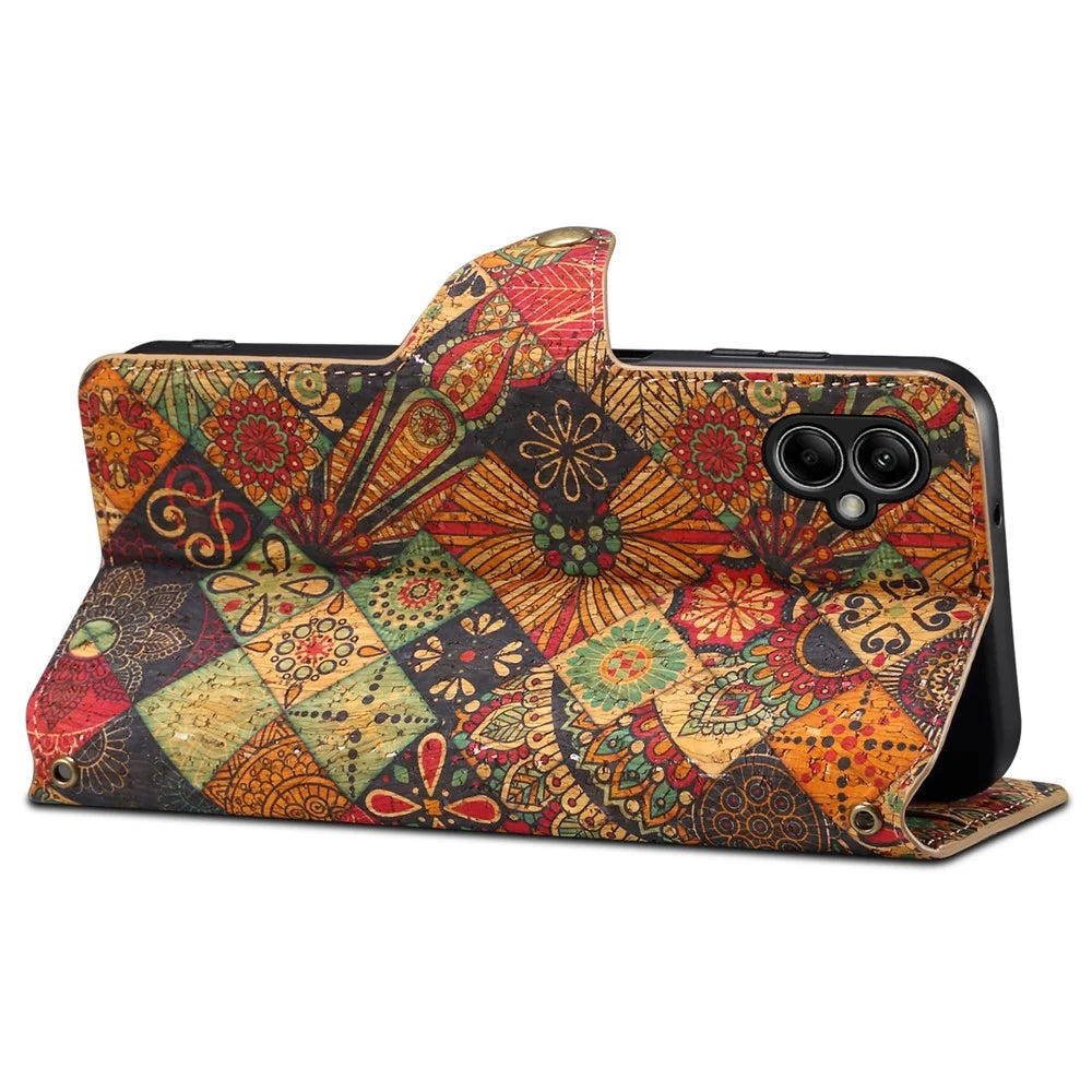 For Samsung Galaxy A05 4G Phone Case Floral Printing Wallet Leather Cover with Stand - Autumn / Yellow - 3