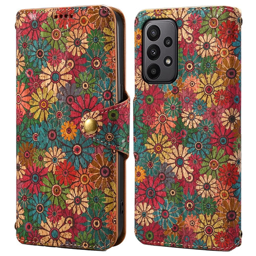 For Samsung Galaxy A23 5G (Global Version) / A23 4G Wallet Case Floral Printing Leather Phone Cover with Stand - Spring / Green - 1
