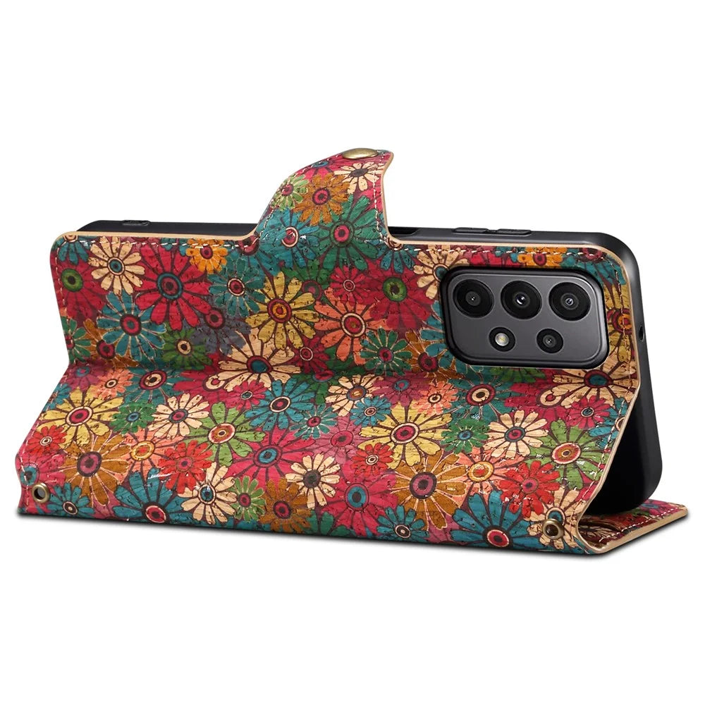 For Samsung Galaxy A23 5G (Global Version) / A23 4G Wallet Case Floral Printing Leather Phone Cover with Stand - Spring / Green - 3