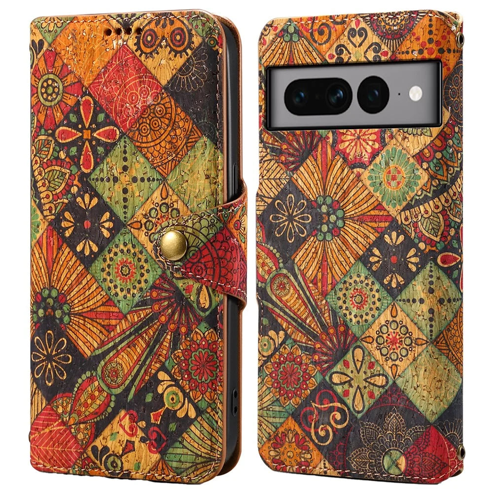 For Google Pixel 7 Pro 5G Phone Case Pattern Printing Leather Flip Cover with Wallet - Autumn / Yellow - 1