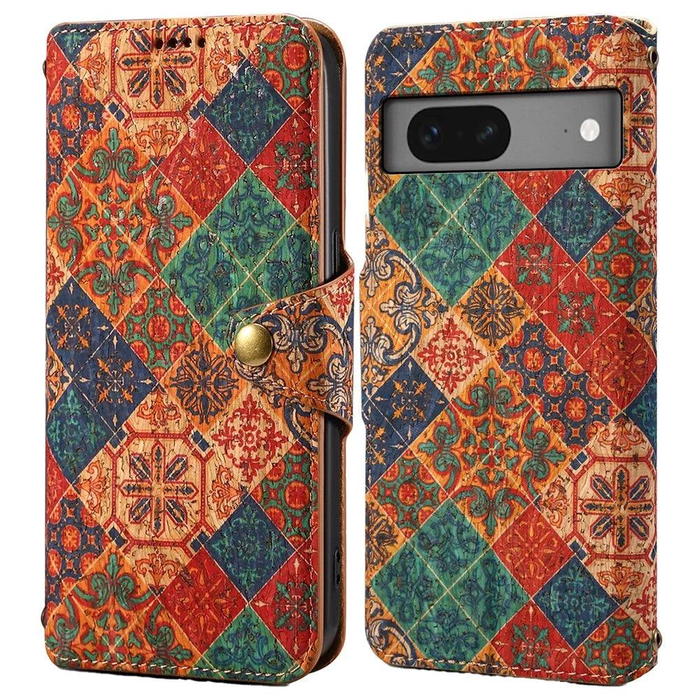 For Google Pixel 7 5G Case Floral Printing Leather Phone Cover with Wallet - Winter / Blue - 1